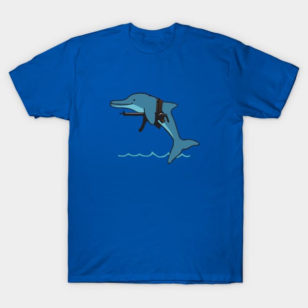 Machine Gun Dolphin T-Shirt by noranovak